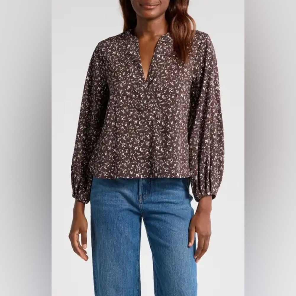 Madewell V-Neck Long Sleeve Top Size Medium